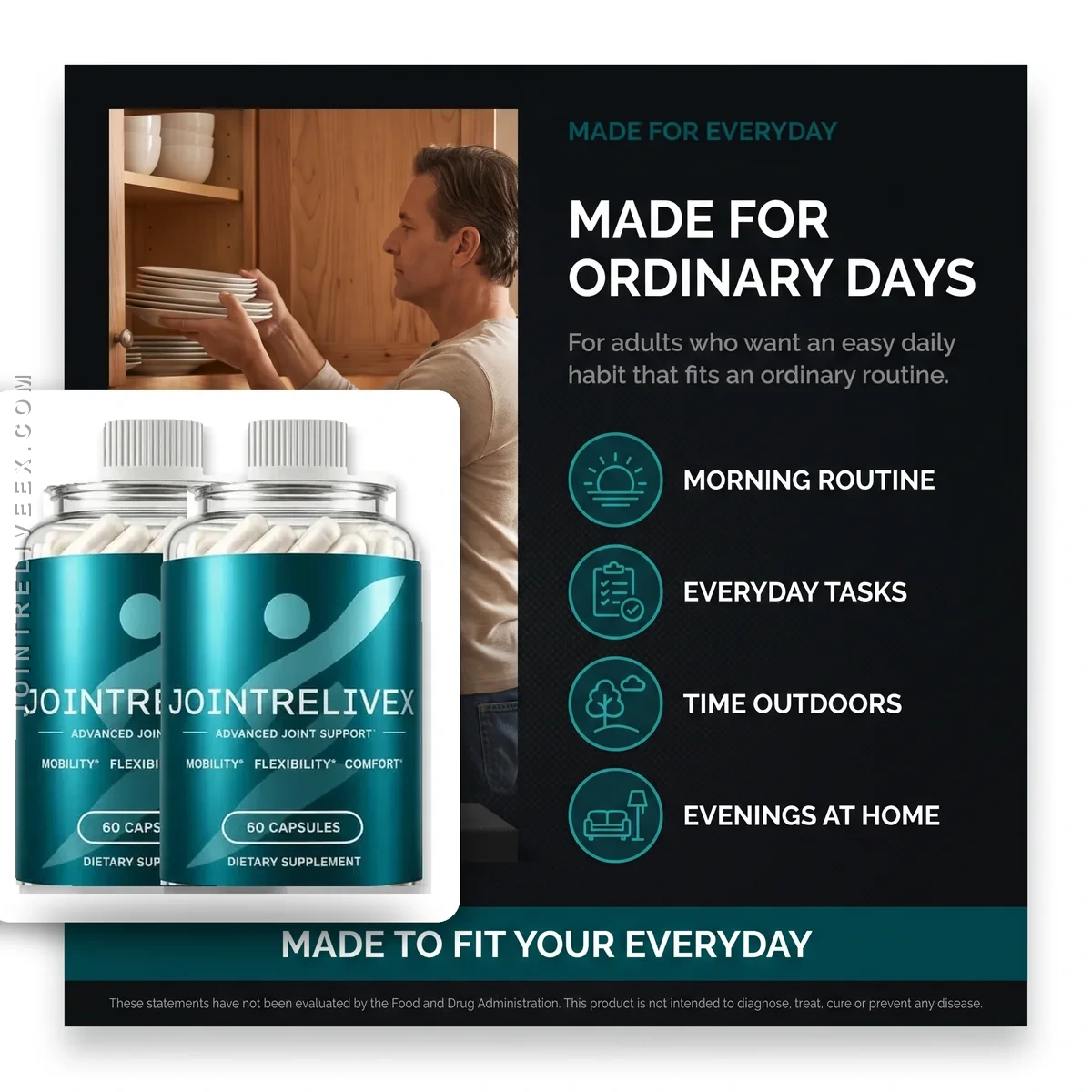 Who JointReliveX is for: adults who want an easy daily joint-support habit for stairs, gardening, walking and everyday movement
